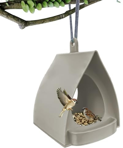 Mangeoire à Oiseaux Design Ouvert | Station d'alimentation Oiseaux | Mangeoire à Oiseau Suspendue en Forme de cabane avec Toit | Mangeoires décoratives d'extérieur pour Oiseau Sauvages écureuils