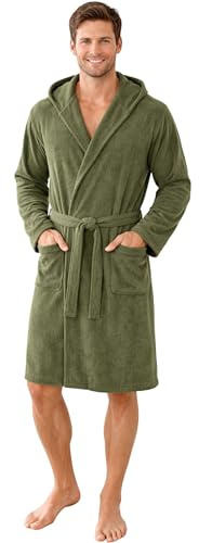 Morgenstern Accappatoio Uomo in Spugna Leggera Sottile 100% Cotone Corto con Cappuccio Certificato Oeko-Tex Verde L