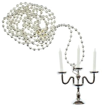 Miniblings Chandelier Collier Bougie Argent de 80 cm plaqué 3 - Bijoux Faits Main - Bola verilsbert