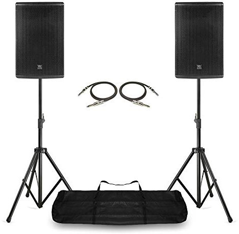 PD PD410P 10 Passive Stereo DJ Speaker System with Adjustable Stands & Cables - Complete PA Setup for DJs, Live Bands, Stage & Events - 800W Peak Power, 400W RMS Output, 8 Ohms