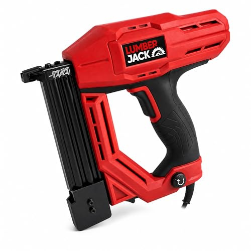 Lumberjack Heavy Duty Brad Nailer, Electric Nail Gun Stapler NS18G for DIY Project of Upholstery, Carpentry, Woodworking, Carpet, Wood Framing, Including Staples and Nails