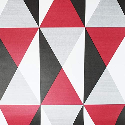 Diamond Red Wallpaper Geometric Triangles Retro Charcoal Black Grey Textured