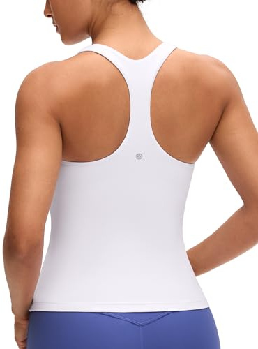 CRZ YOGA Butterluxe Racerback Tank Tops White Medium