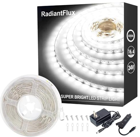 White Led Strip Lights for Bedroom Small Dimmable LED Lights Strip 16.4ft Super Bright Flexible LED Tape Lights Rope Light for for Room Home Decor Luces Leds for Living Room Kitchen Vanity Mirror