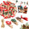 SPERMUOY Lot de 50 Mini Pinces à Linge en Bois de Noël - Pour Décorer Murs Photo et Autres