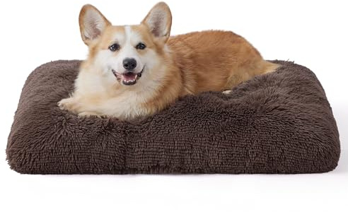 Bedsure Materasso per Culla per Cani Medio- Materasso Morbido Lavabile per Cuccioli e Gatti di Taglia Grande, Cuscino Rilassante Anti-Stress con Fondo Antiscivolo, Marrone, 74 x 53 cm