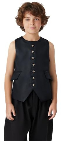 Garçons Gilet sans Manche Gentleman Enfant Vêtement Soirée Vest Suit Manteau avec Bouton Casual Doux Mariage Cérémonie Baptême Costume