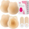 LEOLAMVAED Invisible Strapless Bra Push Up, Ultra-Thin Silicone Adhesive Bra for Women, Suitable for Backless Dress, Nipple Covers with Lift - 2 Pairs (Warm Crème, Large (Fits D+/E Cups))