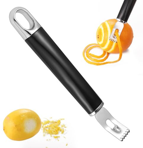 Couteau Économe Éplucheur, Éplucheur de Citron 2 en 1 Zesteur d'Éplucheur de Citron en Acier Inoxydable Couteau Éplucheur pour Garniture de Cocktail pour Cuisine Bar Restaurant