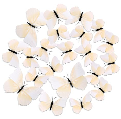 24 Pezzi Decorazione da Parete a Forma di Farfalla, Magnete Farfalla Monarca Artificiale Farfalla 3D Adesivi da Parete Arte per Frigorifero Armadietto Parete Casa Festa Decorazioni (Bianco)