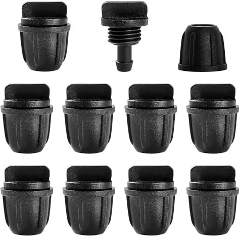 VooGenzek 10 Piezas Accesorios de Riego Tapones de Extremo para Tubos 4/7 mm, Adaptador de Riego por Goteo, Conectores de Púas de Manguera para Sistemas de Riego, para Césped, Jardín