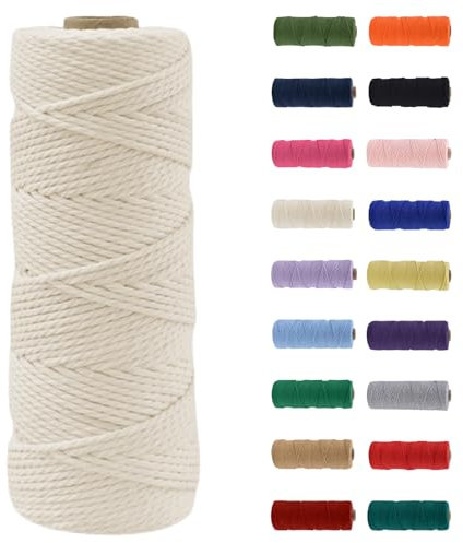 MORAINJAY 3mm Hilo de Macramé 100% Algodón,100m Blanquecino Cuerda para Manualidades,19 Colores Más,Cordón para DIY,Decoración y Regalos