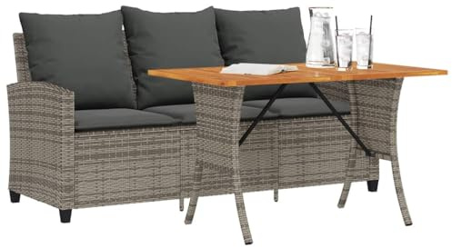 Festnight Balkon Sofa mit Tisch Rattan Sofa 3 Sitzer Balkonsofa Balkonmöbel Kleiner Balkon Balkon Couch Gartensofa Wetterfest Balkonlounge Gartenbank Lounge Sofa Outdoor Rattansofa