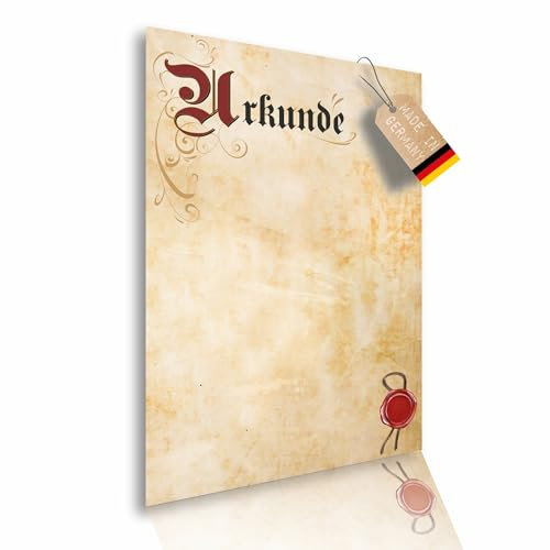 Urkunden Vordruck Blanko DIN A4; Edles Urkundenpapier zum Bedrucken & Beschriften für Zertifikate & Auszeichnungen; Laser- & Tintenstrahldrucker geeignet (Design 1, a) 1 Stück)