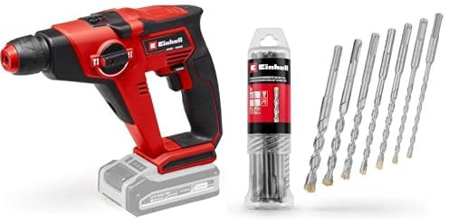 Einhell Martillo perforador con batería TE-HD 18/12 Li - Solo Power X-Change (iones de litio, 18 V, al adaptador de brocas en el envío, 1.3 Joule, SDS +, 12 mm en hormigón)+ Juego de 7 brocas