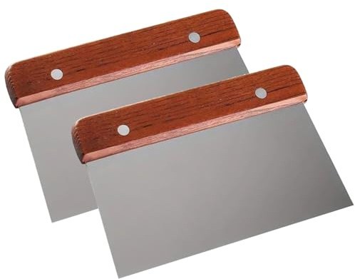 2 stycken degskrapa rostfritt stål med trähandtag degskärare 16 x 10,7 cm mångsidig degskärare kökspackel baktillbehör bench skrapa för tårtor pizzakakor