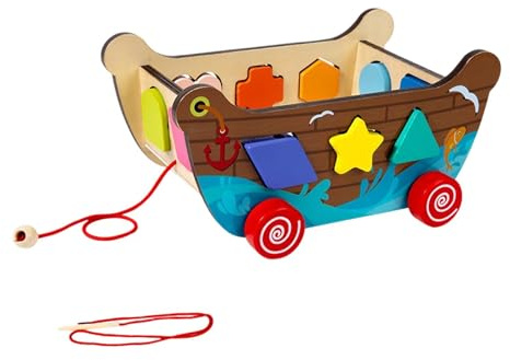 JunZheHub Juguete para Clasificar Formas, Carrito para Arrastrar, Juego Educativo de Ensartar, para Niños Y Niñas de 3 años en Adelante, con Geometría