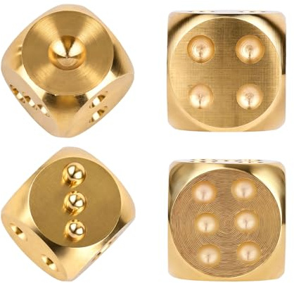 4pcs Mahjong Dices, 1.5cm/0.59in Brass Mahjong Dice Metal Vintage Gold Small Game Dice with Rounded Corners for Party Board Poker Trick Games Bar Entertainment Accessories