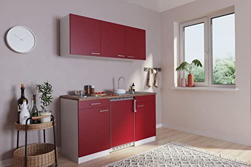 Respekta Küchenzeile Luis KB150WR Rot 150 cm Breite mit Elektrogeräten