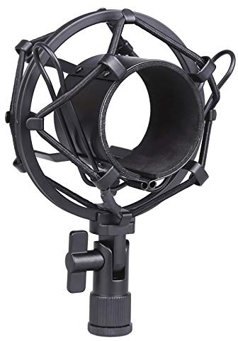 Koolertron Microphone Shock Mount,Mic Clip Holder,Universal 50MM Anti-Vibration Mic Holder for 48MM-54mm Diameter Studio Condenser Mic (Black)