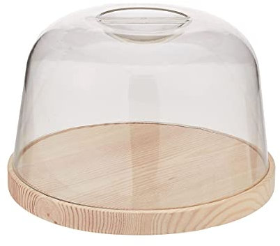 Fackelmann 30360 Cloche à fromage, cloche transparente pour fromage, cloche de conservation, Bois, Méthacrylate, 24,2 x 16 cm