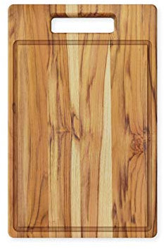 Stolf Premium Teak Wood Edge Grain Chopping Board, Treated with Mineral Oil | Rectangle Shape, Cutting Board with Groove and Large Handle - Ideal for Cutting and Food Prep, 39 x 25 x 1.8cm