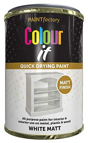RnT 300ml Paint Matt Tin White Black Paint Iron Gate Gloss Radiator All Purpose for Metal Wood Plastics Living Room Office Garden Household Essentials (White Matt Tin)