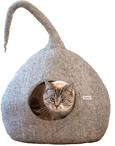 naturling Katzenhöhle rund - kuschelige Filz Katzenbett - für Katzen (Spiky)