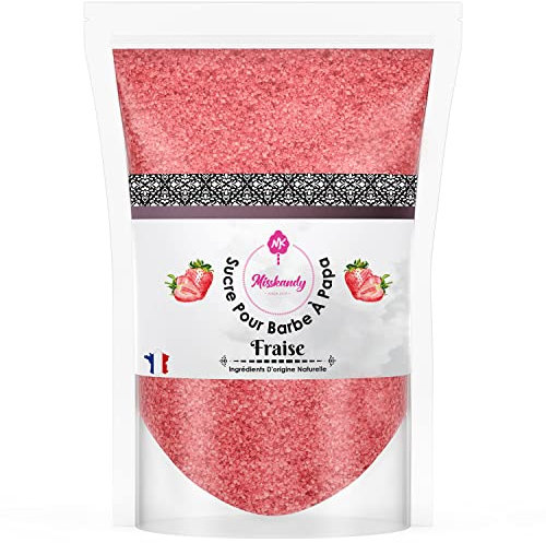 Misskandy®-Sucre Barbe a Papa Fraise 500 Gr (Arôme et Colorant Naturel), pour Machine/poudre barbapapa Fabriqué en France