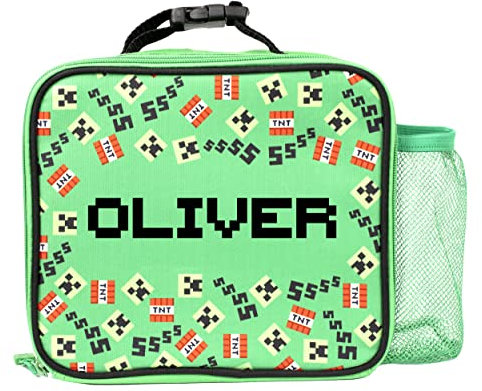 Minecraft Sac à Déjeuner Isotherme personnalisé Haute Qualité Fringoo | Sac Repas Enfants | Double Compartiment | Sac à Lunch Portatif à Compartiments Séparés Réutilisable | Boite a gouter enfan