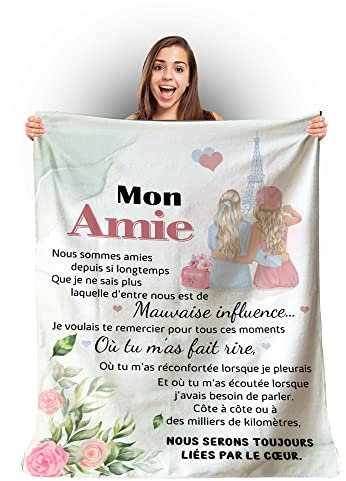 Manta personalizada suave para regalar a su amiga. Idea de regalo original útil para un cumpleaños, Navidad, una boda, manta, colcha decorativa de la casa en sofá (140 x 180 cm)