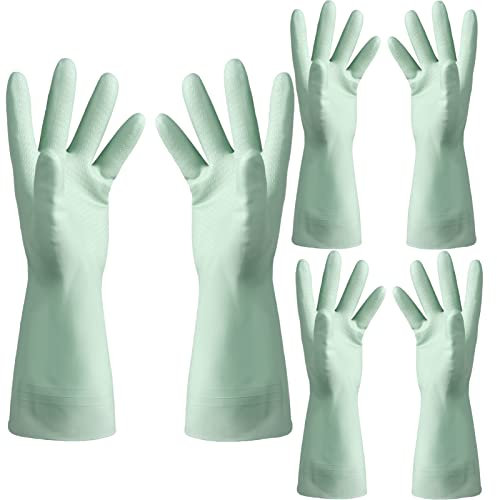 FCSHFC 3 Paare Putzhandschuhe Wiederverwendbar Gummihandschuhe Küche Geschirrspülhandschuhe, for Wäscherei, Gartenarbeit Wasserdicht Haushaltshandschuhe (Color : GrüN, Size : S)
