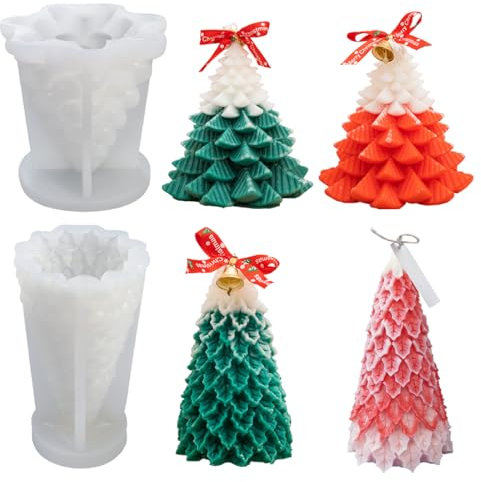 2 Stück Kerzenform Silikon Weihnachten Kerzenformen zum Gießen Silikon Schneeflocke Kerzenform Silikonform Kerze Kerzengießform Kerzen Silikonform Candle Mold Kerzen Formen für Weihnachten Deko (SD-D)