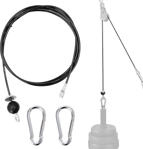 Favuit Fitness Steel Cable Home Gym Replacement Pulley Cables Heavy Duty Fitness Steel Wire Rope 1.5M/2M/2.5M Weight Pulley Cable System LAT Pulldown Accessories for Biceps Triceps Arm Strength