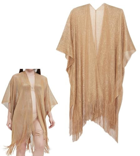 Elegant Knit Shawl Wrap for Women - Fringe Poncho Cardigan Cape for Party, Ladies Winter Tassels Shawl Poncho with Tassel Finishing