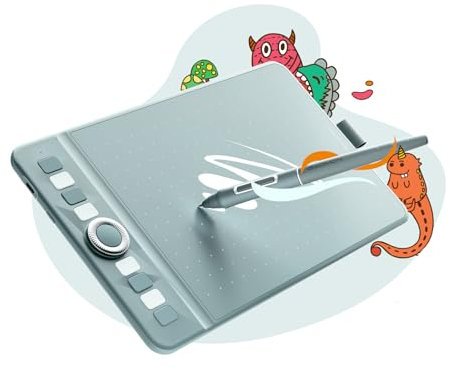 GAOMON WH851 Drahtloses Grafiktablett, Batteriefreier AP519 Digitaler Stift, 8 Programmierbare Drucktasten, Ideal zum Zeichnen, Studieren und Arbeiten (Grün)