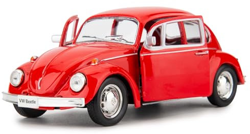 1/36 Scale Volkswagen Beetle Alloy Toy Car, Diecast Model Car with Pullback Function, Suitable for Collecting and Decorating Toys, Gift for Kids (Red)