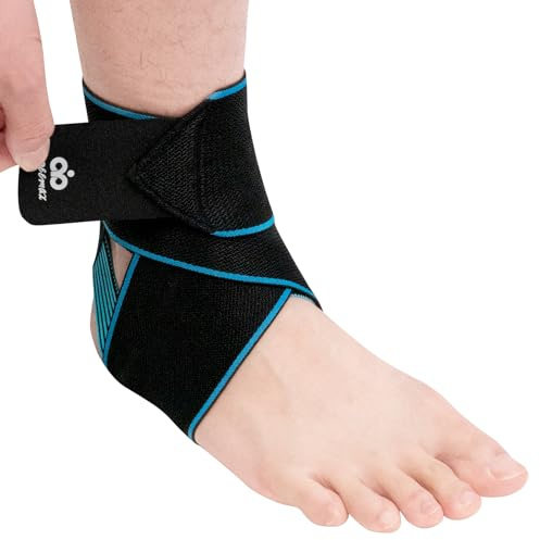 INDEEMAX Ankle Support Brace, Adjustable Ankle Wraps for Man and Women, Ankle Straps for Plantar Fasciitis, Achilles Tendonitis, Arthritis, Ligament damage,Injury Recovery, Single Blue