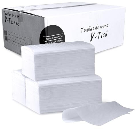 Toalla Papel Secamanos Zig Zag Laminadas - Toallas Desechables para dispensador de papel de manos - servilletas papel con Doble Capa y 100% Celulosa Virgen - Caja con 3000 unidades