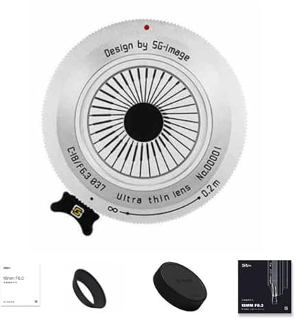 SGimage - Obiettivo per fotocamera F6.3, ultra sottile, 18 mm, obiettivo Pancake per FX-Mount | Obiettivo grandangolare leggero da 76 g, con messa a fuoco manuale e alloggiamento in metallo, colore: