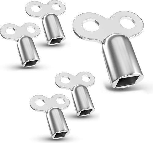 Fuchs Lot de 5 clés de purge compatibles avec tous les radiateurs, 5 mm, clé en alliage de zinc pour purger tous les chauffages possible