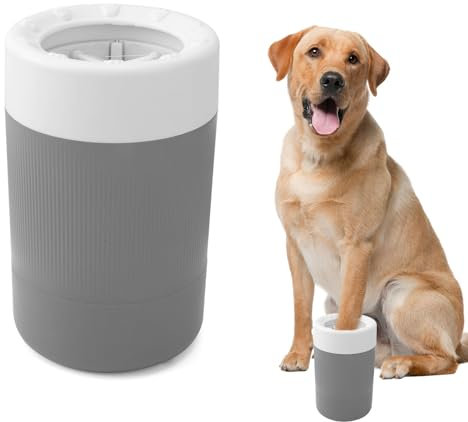 Pfotenreiniger für Haustiere, Tragbarer Fußwascher Haustiere mit Weicher Bürste Schlammiger Hundepfotenreiniger für Hunde/Katzenpfoten Reinigungswerkzeug(Grau)