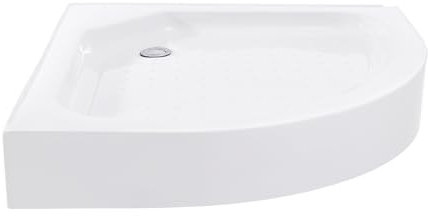 Plato de ducha de 80 x 80 x 14 cm, bandeja de ducha acrílica de profundidad 5 cm, plato de ducha antideslizante, plato de ducha plano con orificio de drenaje de 2 pulgadas, plato de ducha redondo