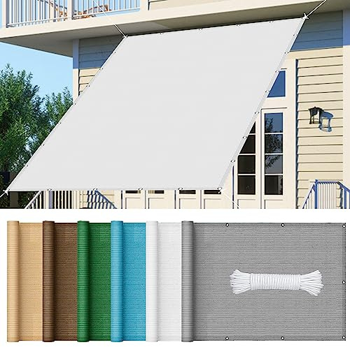Tenda parasole rettangolare, 5 x 8,5 m, 95% protezione UV in HDPE, per esterni, per cortile, piscina, prato e patio, soluzione resistente all'ombra bianca