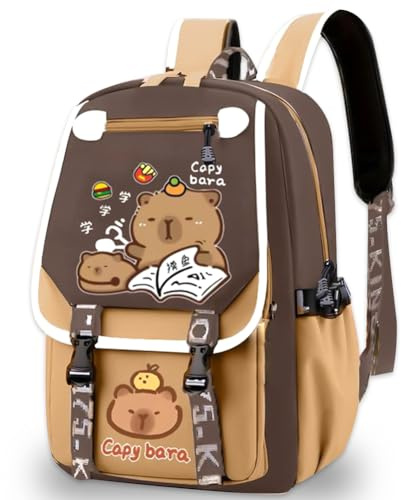 MIFKLMV Capybara Mochila Mochila De Capibara De Gran Capacidad con Dibujos Animados, Mochila para niños mochila de animales, Mochila Escolar De Nailon Resistente a Manchas para Estudiantes, Bolsas -B