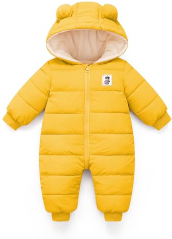 JiAmy Baby Winter Snowsuit, Girls and Boys Hooded Warm Romper, Infant Clothes Jumpsuit Newborn baby Winter Outfits for 3-6 Months