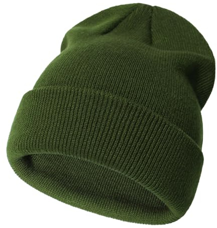 TUANMOZI Bonnet en tricot pour garçons et filles - Confortable - Classique - Automne - Hiver - Chaud - Tricot - Pour enfants de 2 à 10 ans, Vert kaki, 2-10 Jahre
