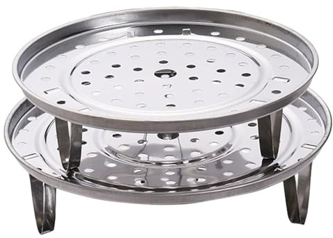 Rejilla de vapor, 2 piezas de rejilla redonda de acero inoxidable con patas extraíbles para olla a presión instantánea, cesta de vapor multifuncional de 9, 5/10, 2 pulgadas