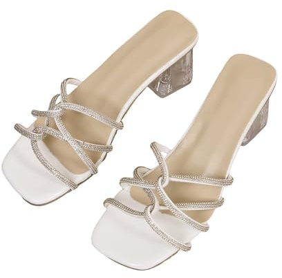 Generico Scarpe Donna con Tacco Sandali Estivi Pianta Larga Pantofole da Donna Pantofole con Tacco da Scarpe Spiaggia Sandali Ciabatte Ortopediche (White,38)