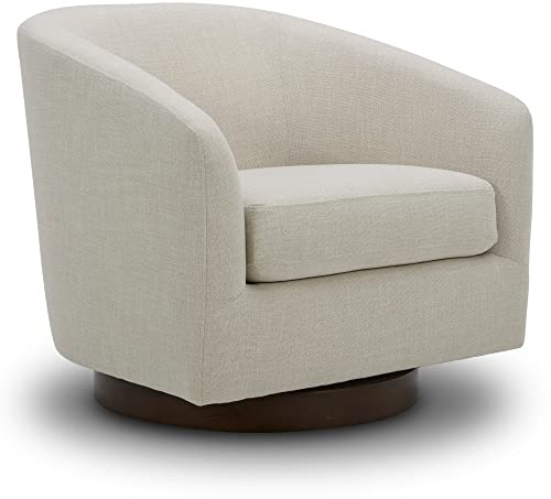 CHITA Swivel Accent Chair, FSC Certified Upholstered Fabric Barrel Chair for Living Room, Fully Assembled, Linen